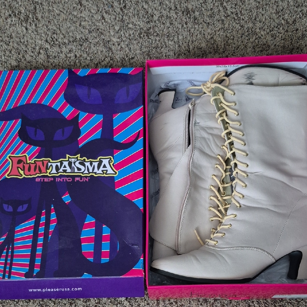 Funtasma Women's Off-White Lace-Up Boots